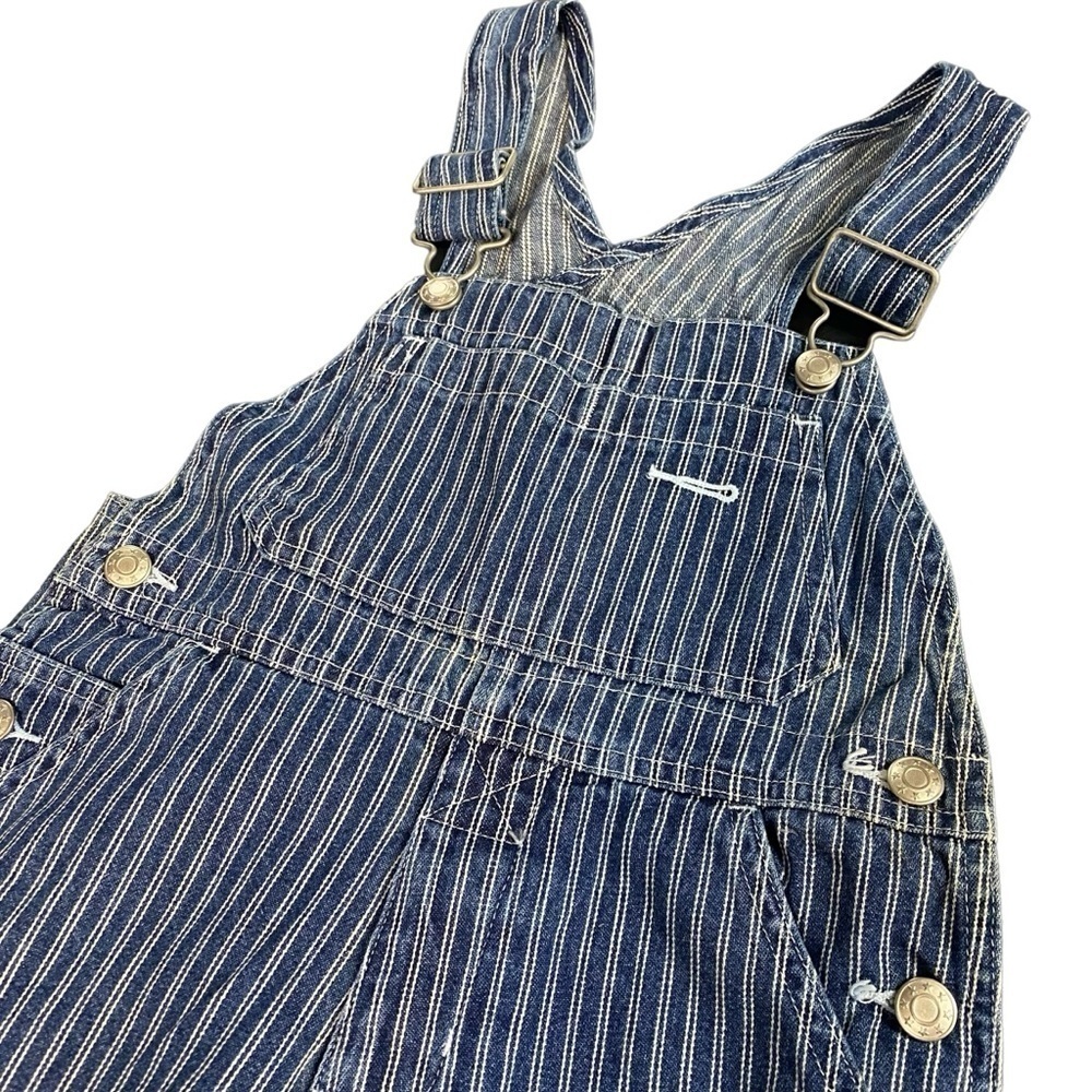 GAP Y2k Blue White Stripe Railroad Overalls Bibs Size XS - Picture 4 of 6